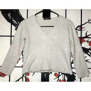 MONOPRIX femme 100% cashmere sweater V neck Long sleeve Grays - See Measurements